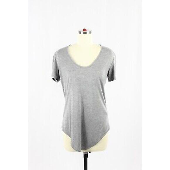 Helmut Lang Grey Modal Jersey Scoop T-Shirt Large Quiet Luxury Minimalist Layer - Picture 2 of 6